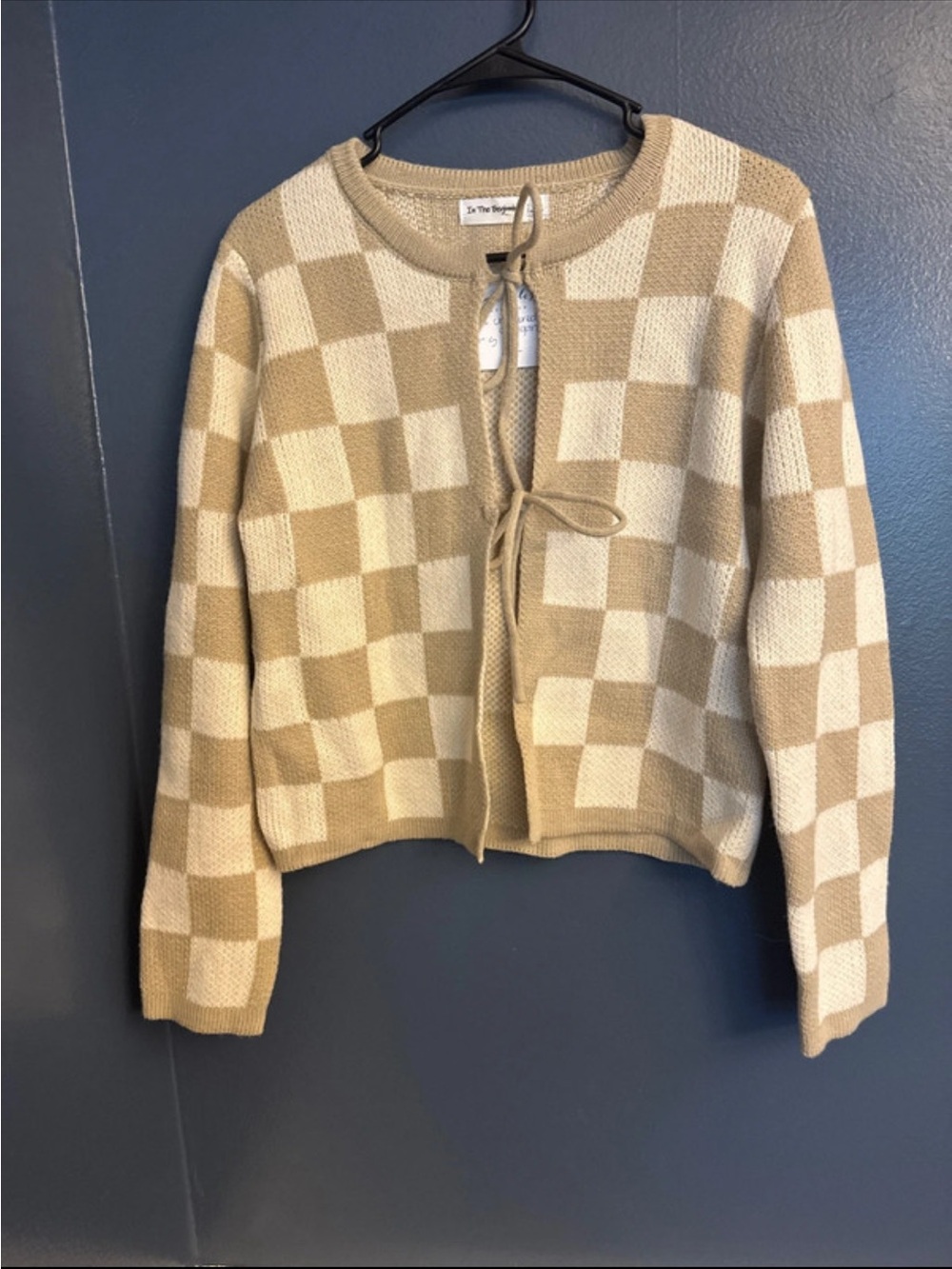 Checkered bow tie cardigan